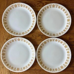 Vintage Corning Ware Corelle Butterfly Gold 8 1/2” Salad Lunch Plates - Set of 4